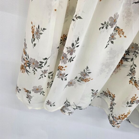 Umgee Womens Sheer Floral Peasant Blouse Top Lace Trim Size L Cream Boho Style - Picture 7 of 15